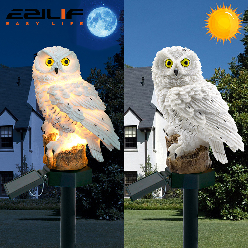 Photocell Outdoor Lighting - Solar light owl animal sculpture solar