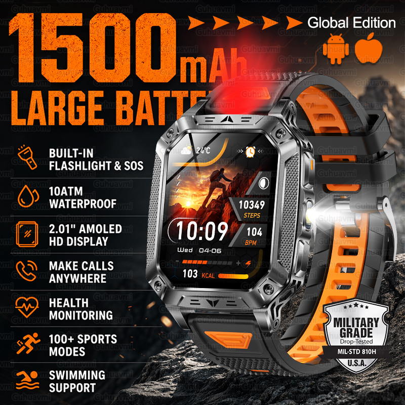 Outdoor Lighting Perspectives - New 1500mAh Military Outdoor Smartwatch For