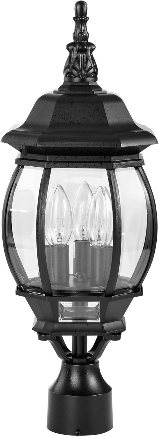 Outdoor Lighting Patio - 21-Inch Post Lantern with Clear Beveled