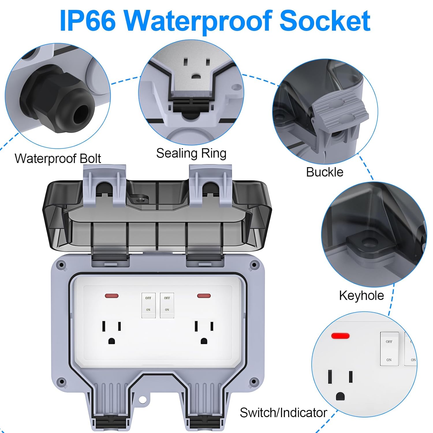 IP66 Waterproof Outdoor Outlet - Outdoor Lighting No Outlet のレビューと価格