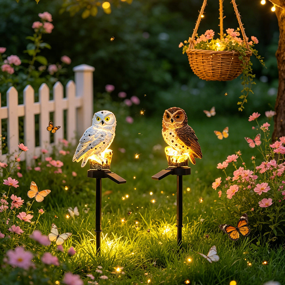 Owl Solar Light, Resin Owl Gro - Outdoor Lighting Lamps のレビューと価格