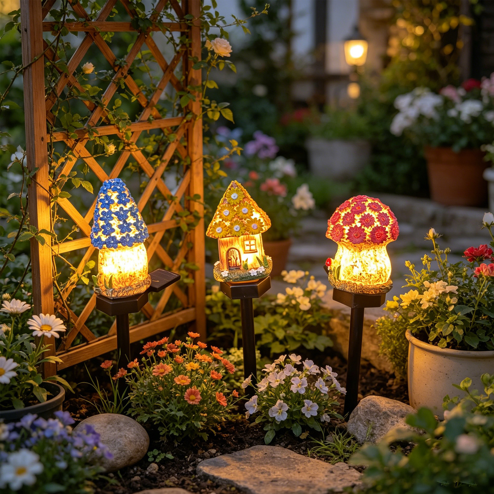 15.9in Cute Resin Mushroom Hou - Photocell Outdoor Lighting のレビューと価格