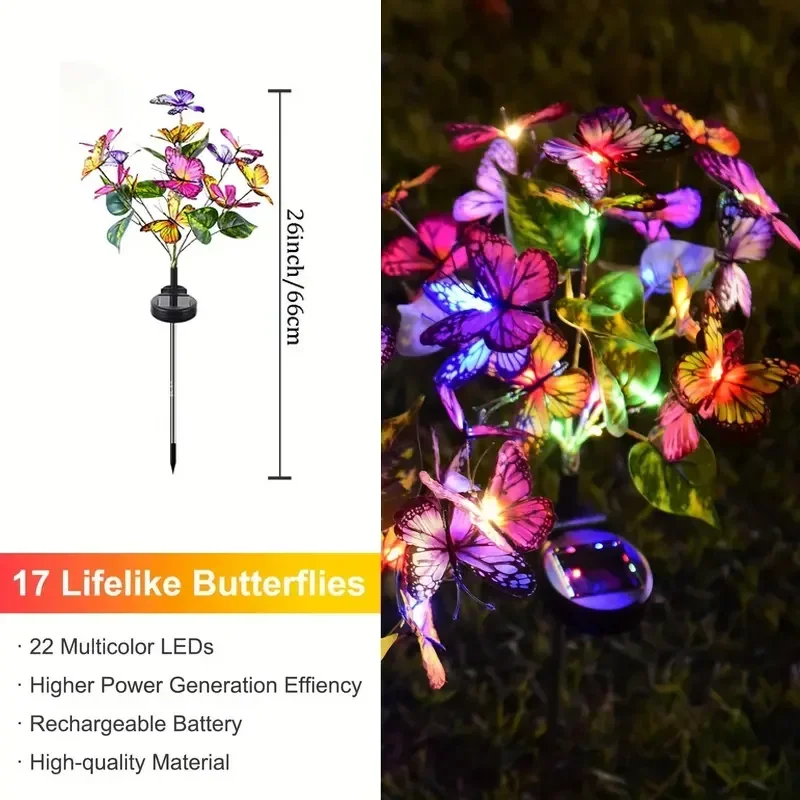 Solar LED Butterfly Garden Lig - Photocell Outdoor Lighting のレビューと価格