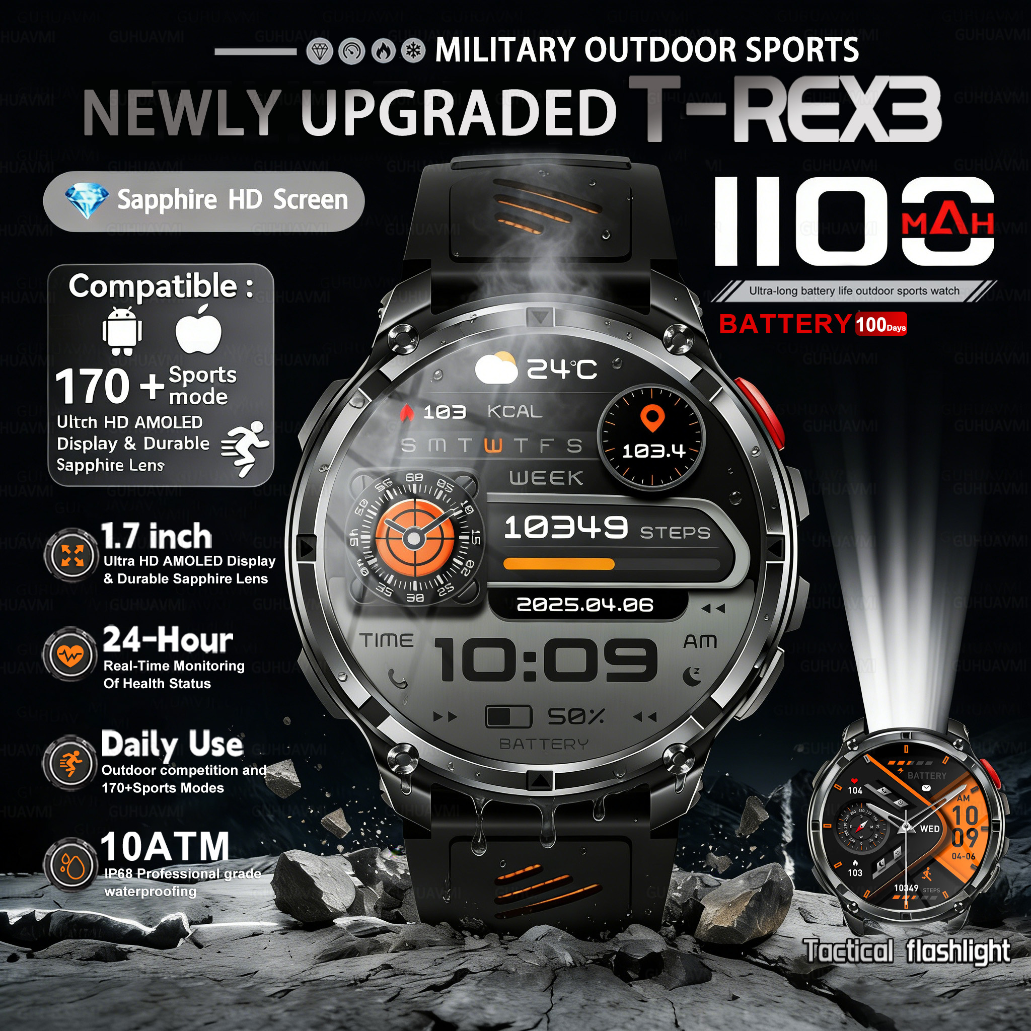 T-REX 3 Military Smartwatch Me - Outdoor Lighting Perspectives のレビューと価格