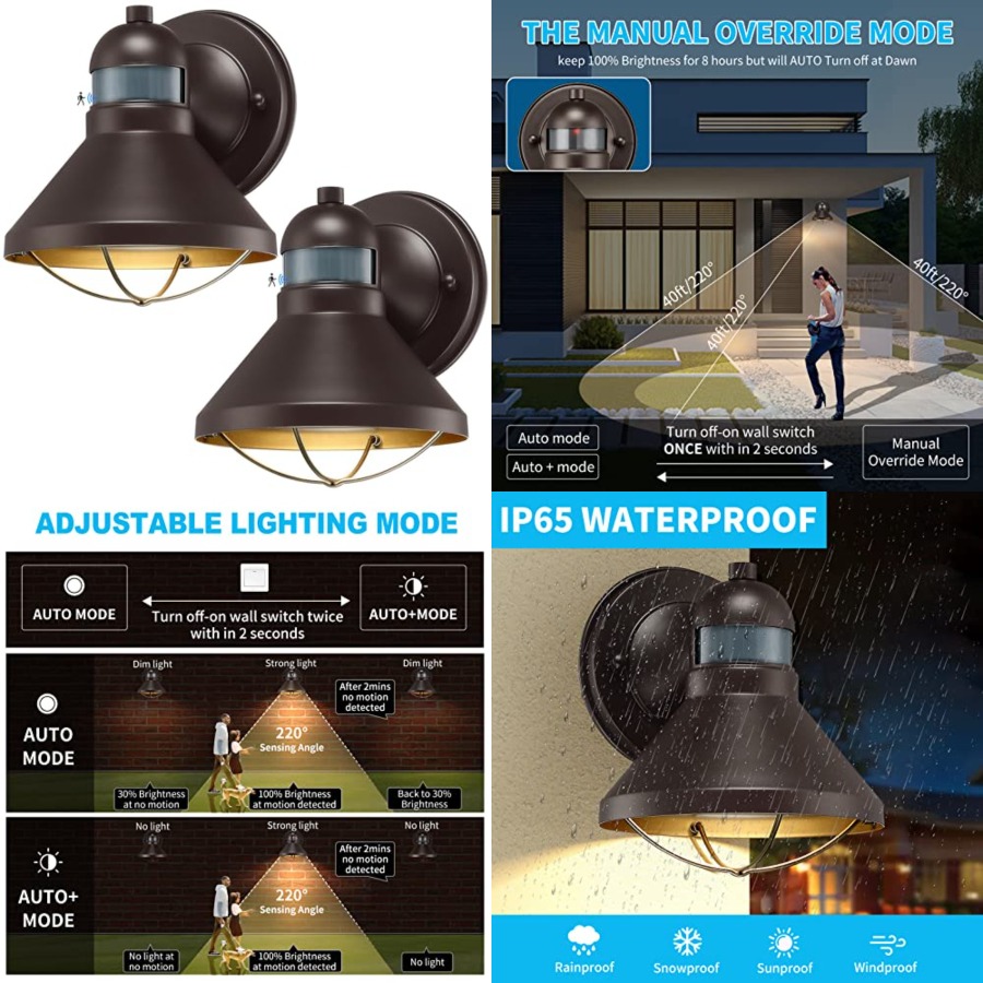 2 Pack Motion Sensor Outdoor L - Outdoor Lighting Sconce のレビューと価格