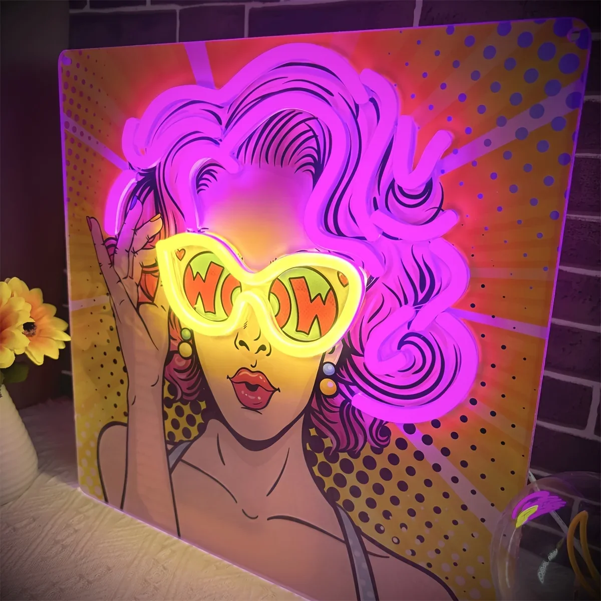 Wow Lady Pop Art LED Neon Sign - Outdoor Lighting Decor Wow のレビューと価格