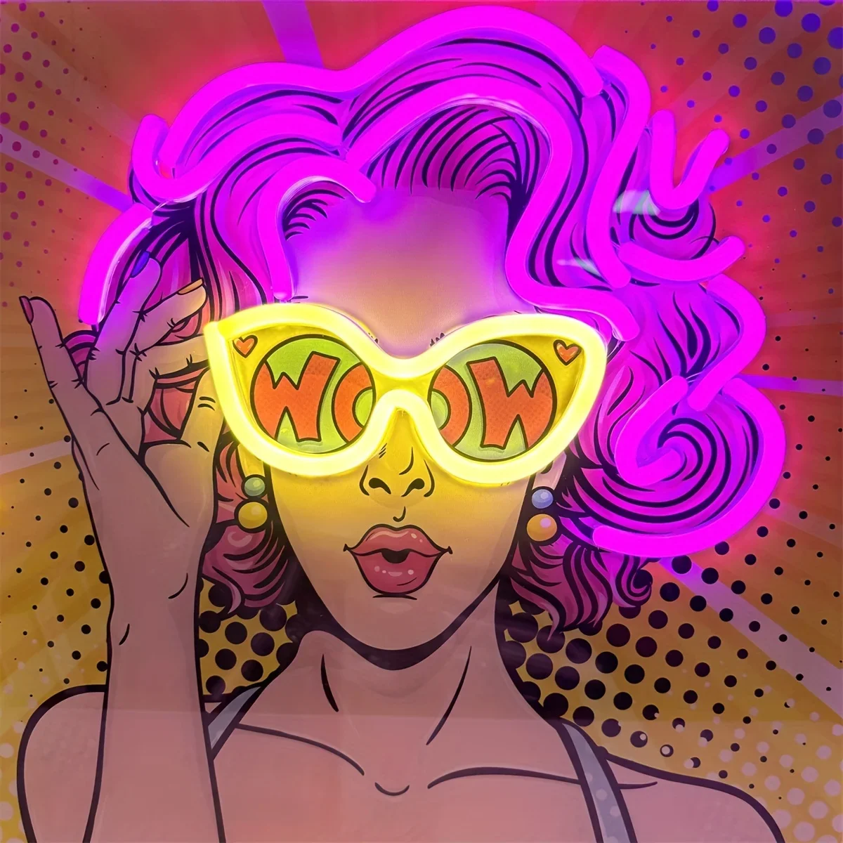 Wow Lady Pop Art LED Neon Sign - Outdoor Lighting Decor Wow のレビューと価格