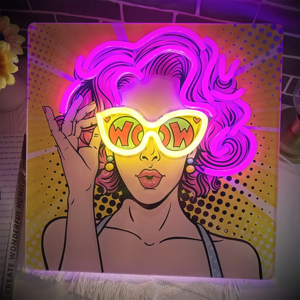Wow Lady Pop Art LED Neon Sign - Outdoor Lighting Decor Wow のレビューと価格