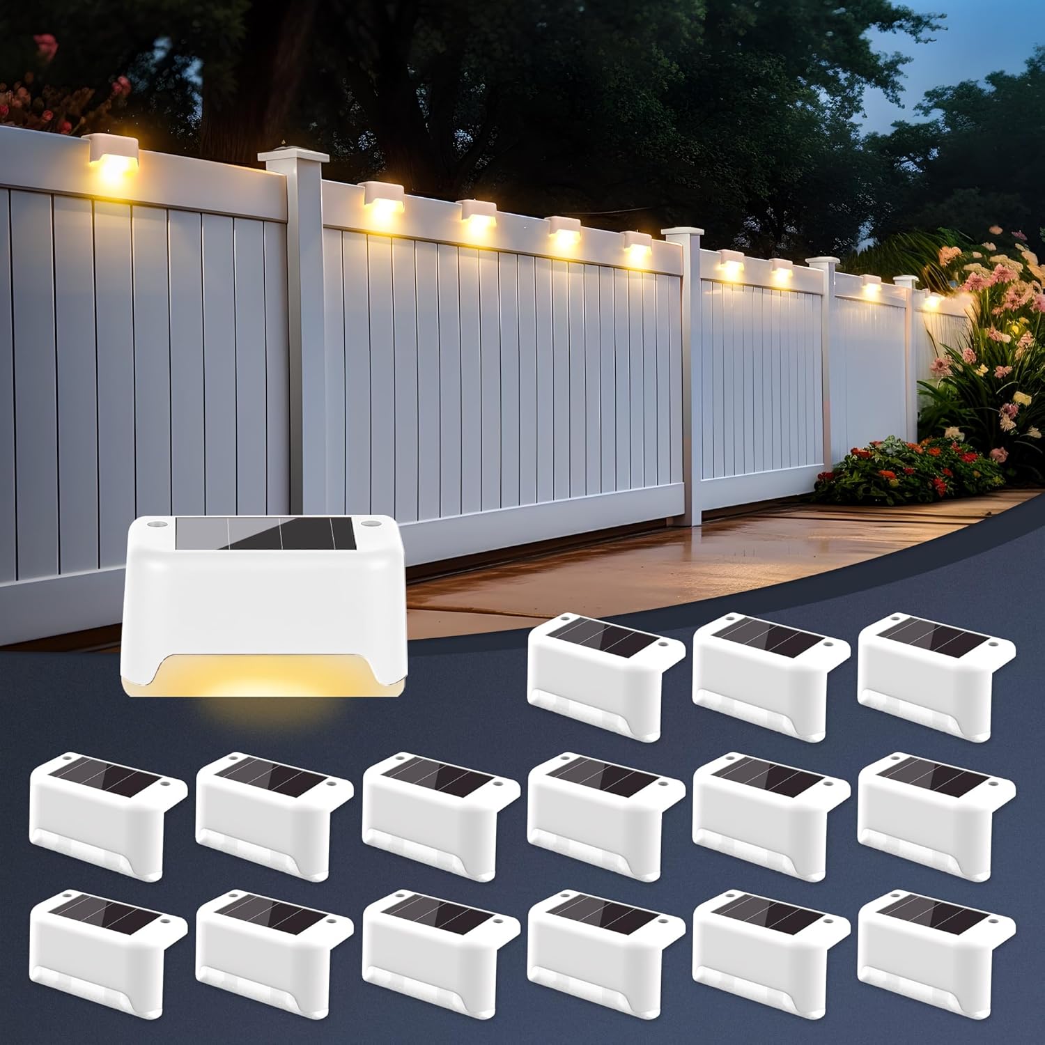 16 Pack Solar Step Lights for  - Outdoor Lighting For Fence のレビューと価格