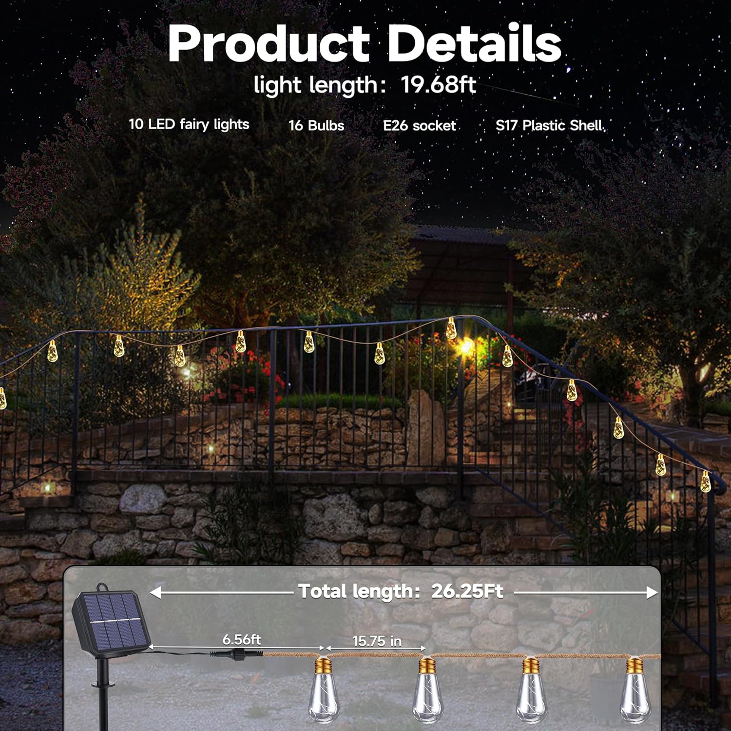 Solar Outdoor String Lights 20 - Outdoor Lighting For Fence のレビューと価格