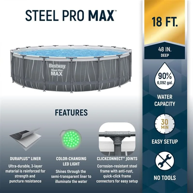 Bestway Steel Pro MAX 18' x 48 - Outdoor Lighting Around Pool のレビューと価格