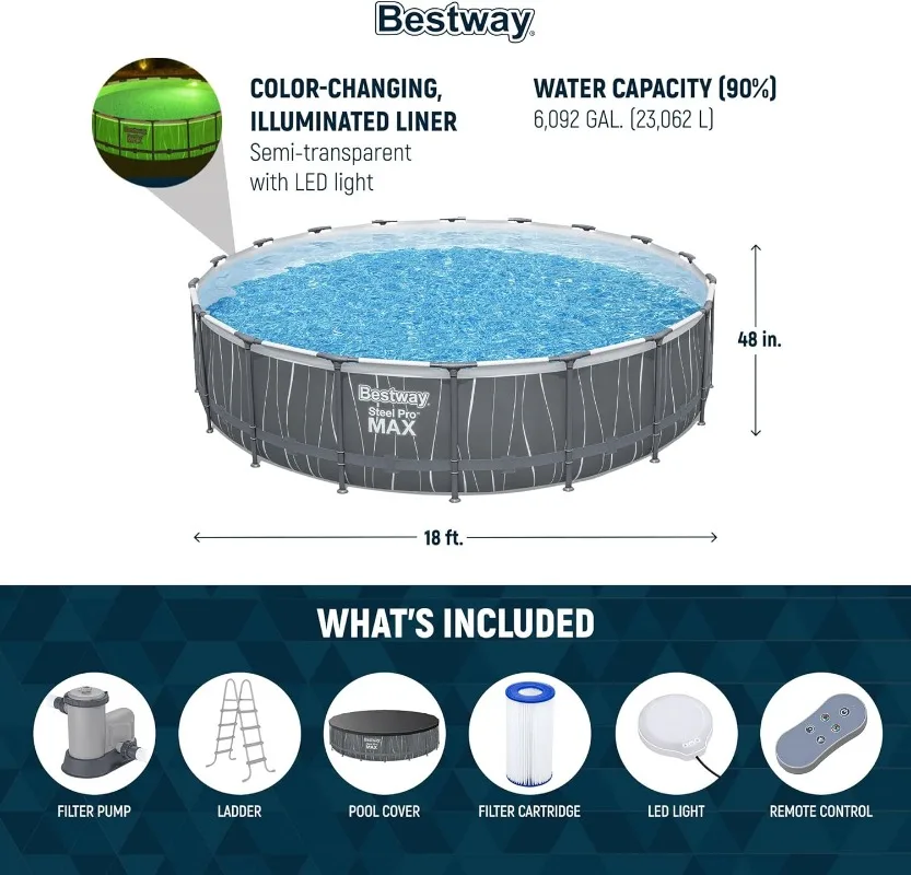 Bestway Steel Pro MAX 18' x 48 - Outdoor Lighting Around Pool のレビューと価格