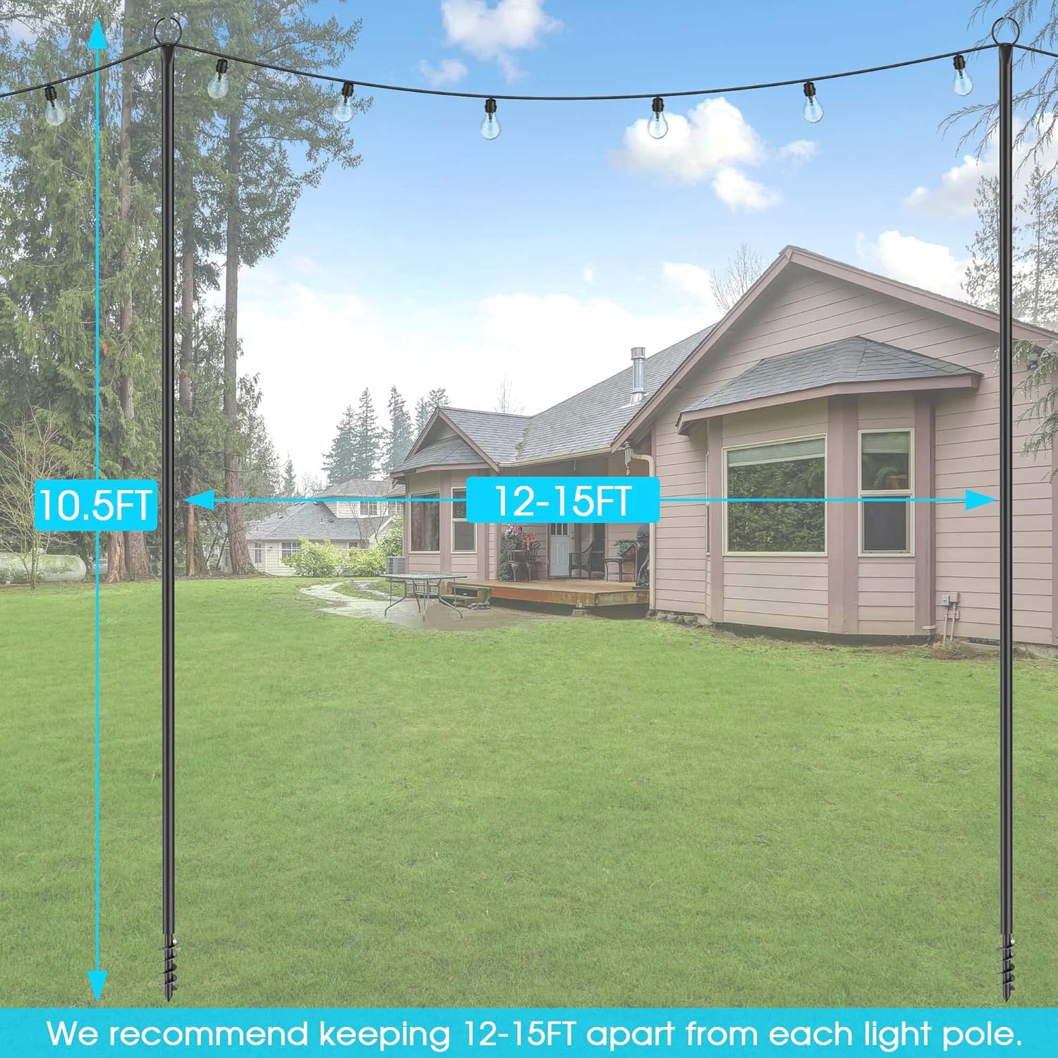 Outdoor String Light Poles, 2- - Outdoor Lighting Patio のレビューと価格