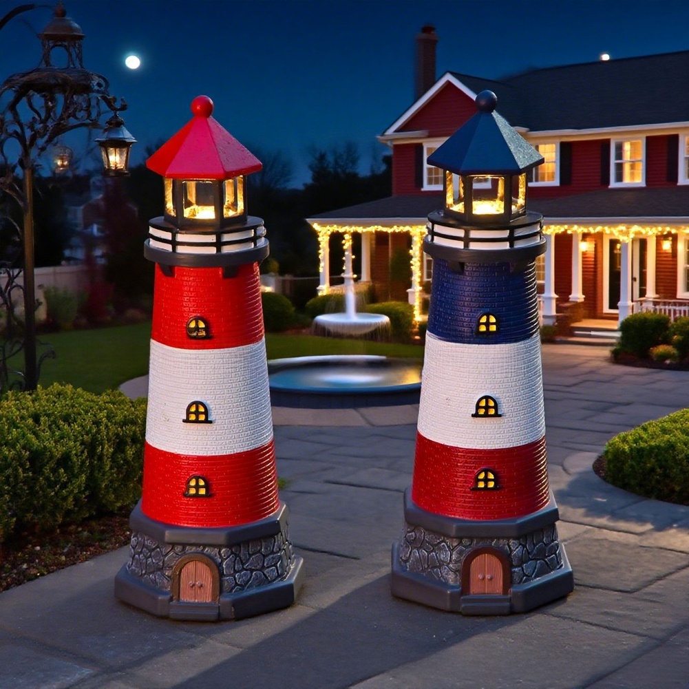Blue Red Solar Powered Resin L - Outdoor Lighting Mediterranean Style のレビューと価格