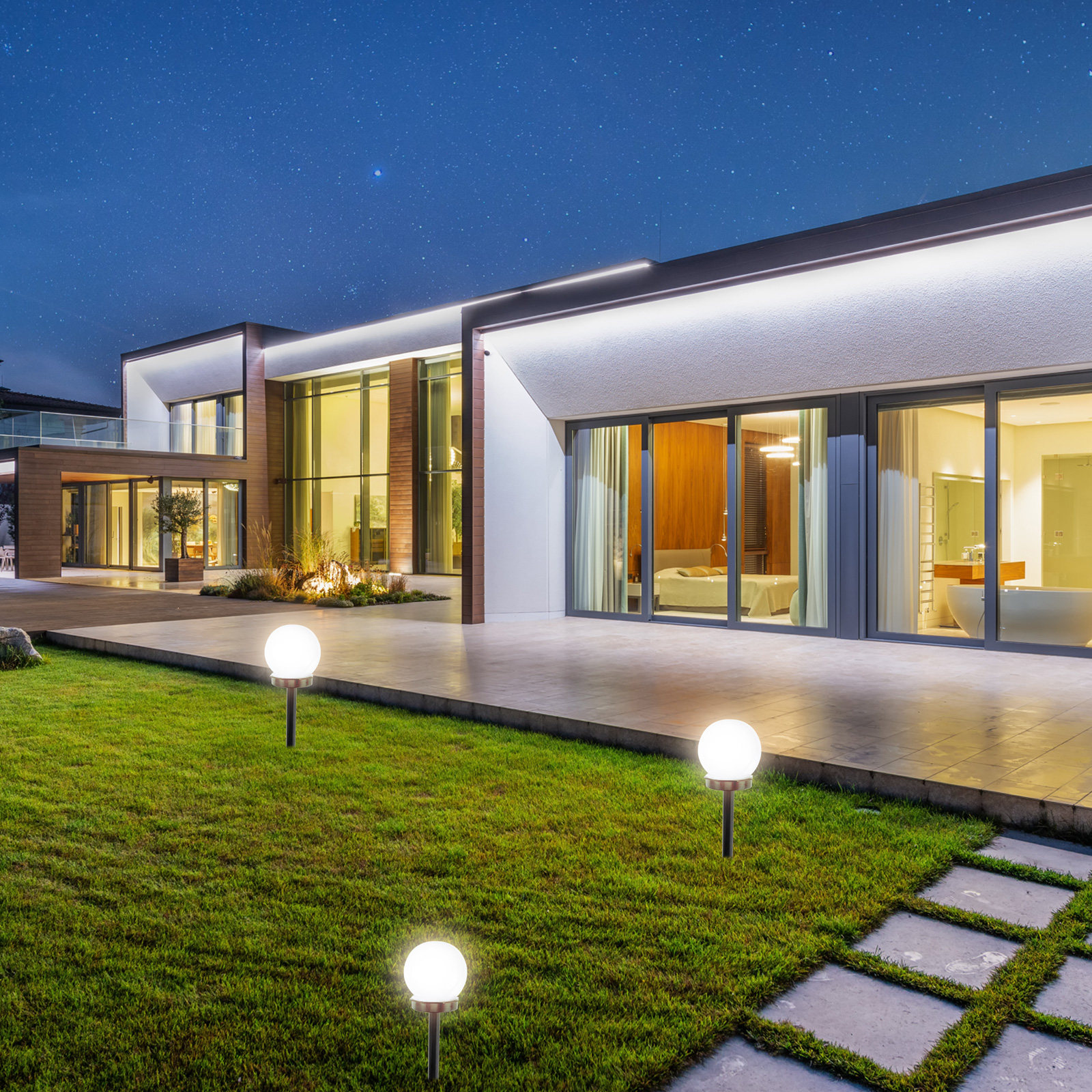 3pcs Solar Round Grass Light W - Outdoor Lighting Around Pool のレビューと価格