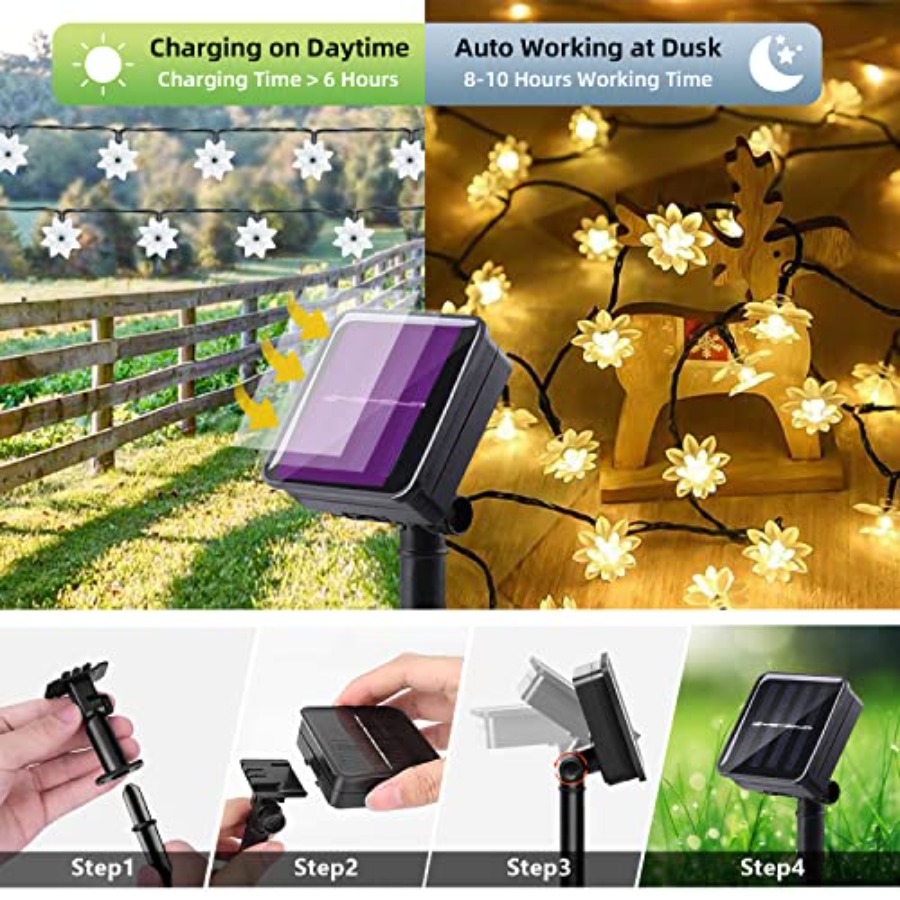 Solar Flower String Lights Out - Outdoor Lighting For Fence のレビューと価格