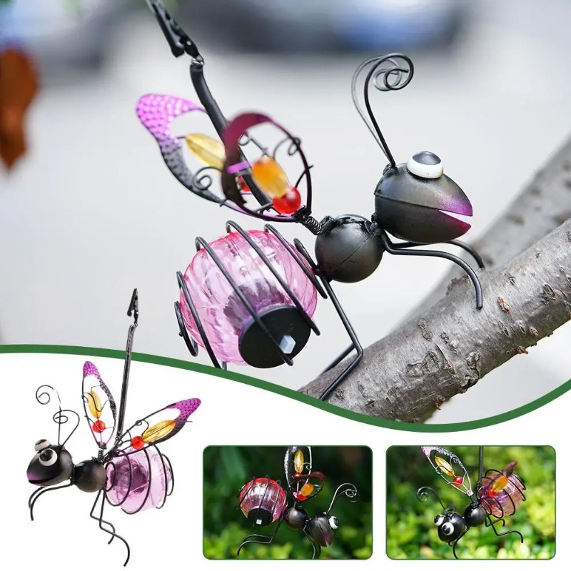 Solar Iron Insect Statue With  - Outdoor Lighting For Fence のレビューと価格
