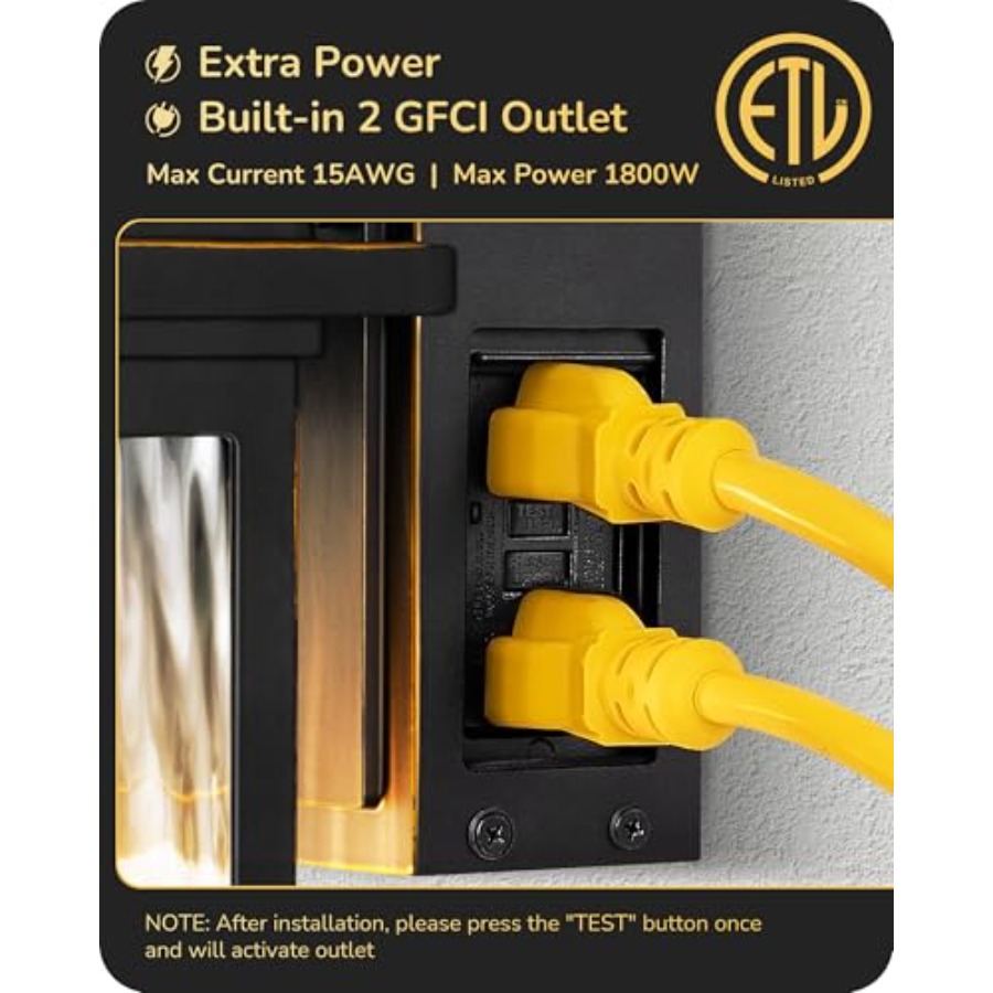 Outdoor Wall Light with GFCI O - Outdoor Lighting No Outlet のレビューと価格