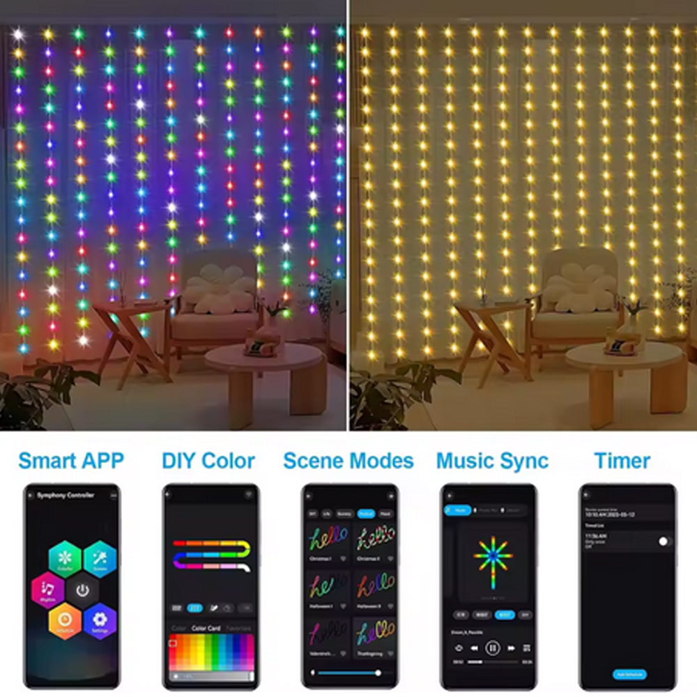 3M RGB Smart LED Curtain Light - Outdoor Lighting Lamps のレビューと価格
