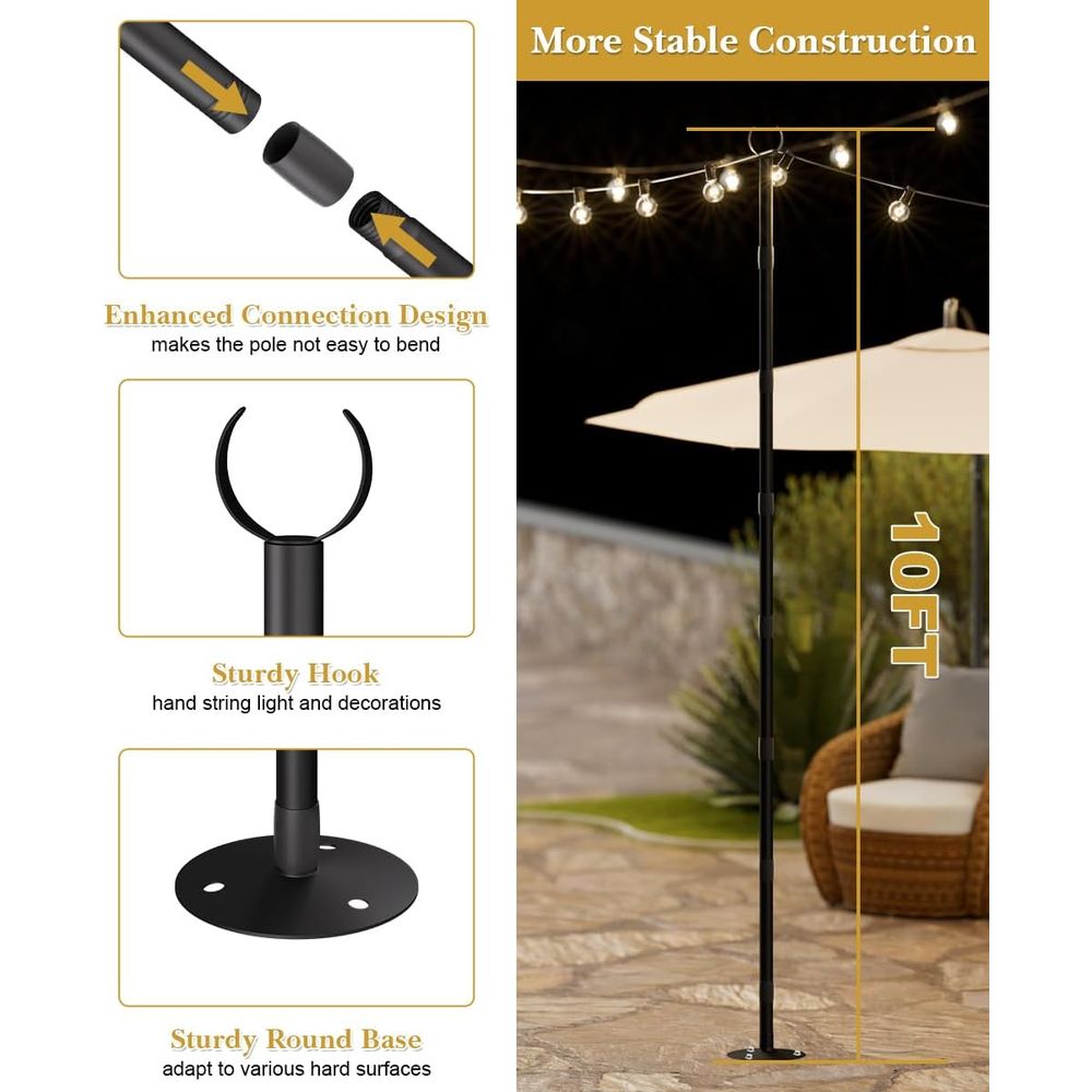 10t String Light Poles or Hard - Outdoor Lighting Patio のレビューと価格