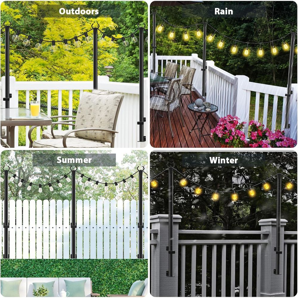 4 Pack String Light Poles,5t M - Outdoor Lighting Patio のレビューと価格