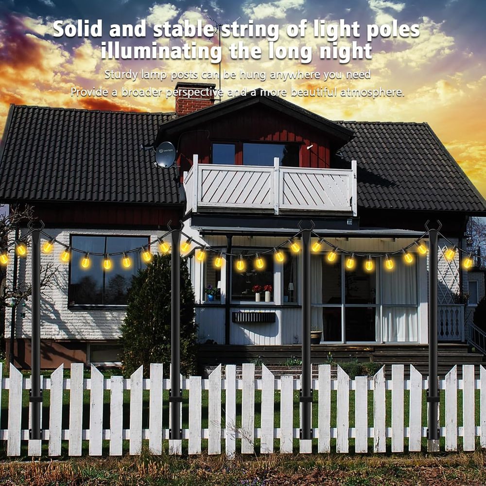 4 Pack String Light Poles,5t M - Outdoor Lighting Patio のレビューと価格